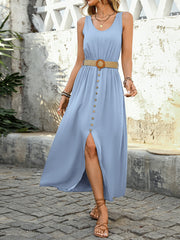 Women's 2025 Summer Casual Loose V Neck Sleeveless Maxi Dress