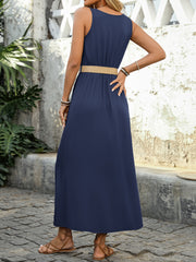 Women's 2025 Summer Casual Loose V Neck Sleeveless Maxi Dress