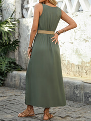 Women's 2025 Summer Casual Loose V Neck Sleeveless Maxi Dress