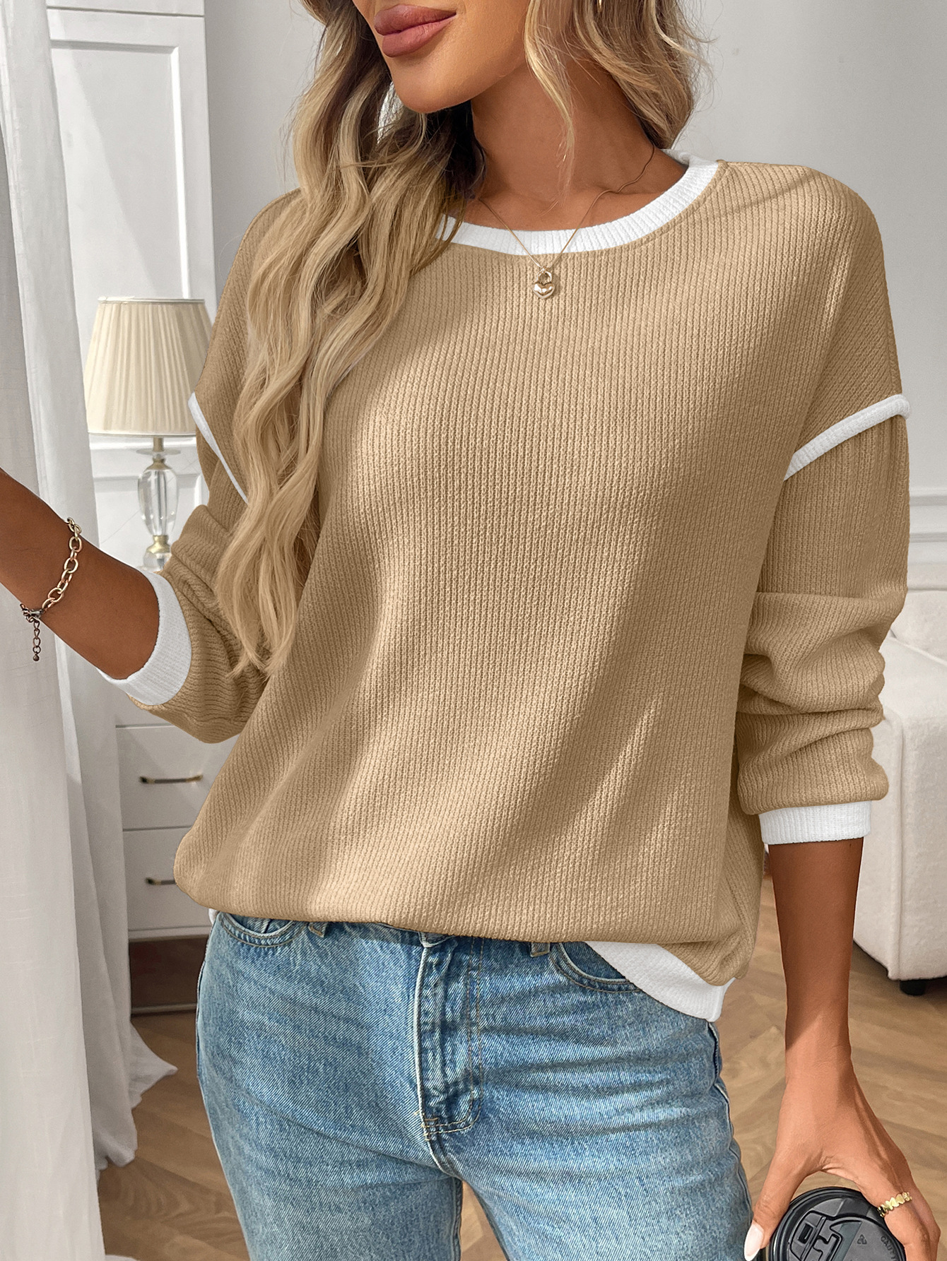 Women's Casual Oversized Off Shoulder Sweater - Image 24